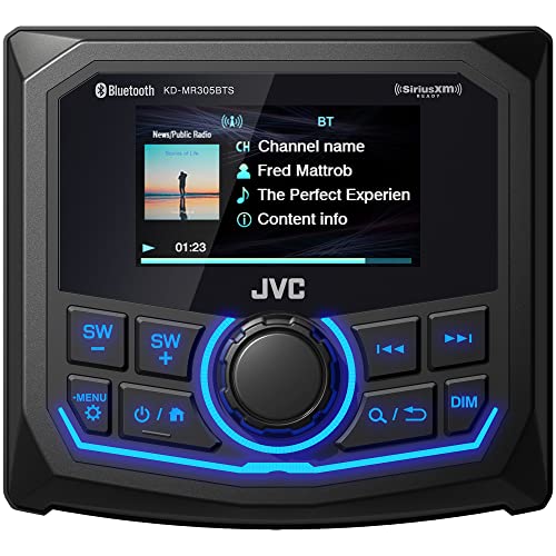 JVC KD-MR305BTS Marine Guage Receiver Weatherproof, 2.7 Inch LCD, Built in Amplifer, Bluetooth, Digital Media MP3 Player, No CD Player, USB Port, AM/FM/Weather Band Tuner, Rear Camera Input JVC KD-MR305BTS Marine Guage Receiver Weatherproof, 2.7 Inch LCD, Built in Amplifer, Bluetooth, Digital Media MP3 Player, No CD Player, USB Port, AM/FM/Weather Band Tuner, Rear Camera Input